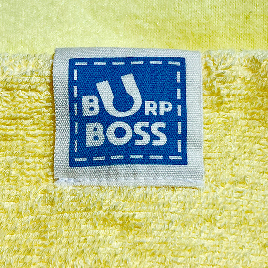 burp cloth natural cotton tag close up